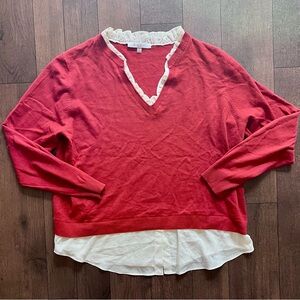 Womens Layered Orange Sioni Sweater Size XL Academia Preppy Chic Fall Winter Top
